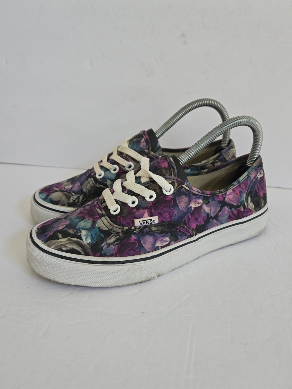 Vans Authentic Floral Roses Purple Blue Shoes Size 7.5 - Picture 6 of 13